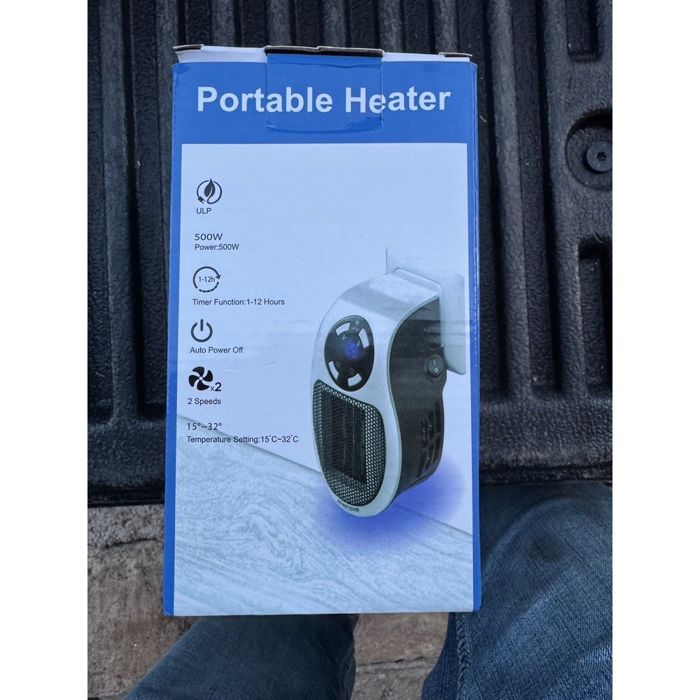 ULP Portable Heater 500W Wall Mount Remote Control Timer Auto Shut-off 2 Speeds